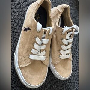 Polo Ralph Lauren Pony Tan Canvas Sneakers shoes kids size 13